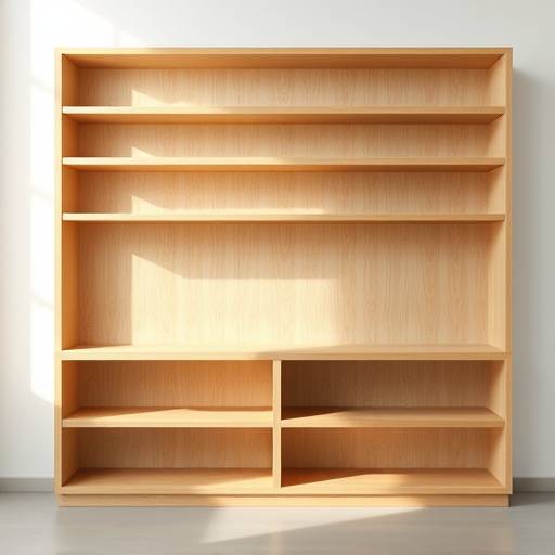 Estante moderna com design minimalista em madeira clara